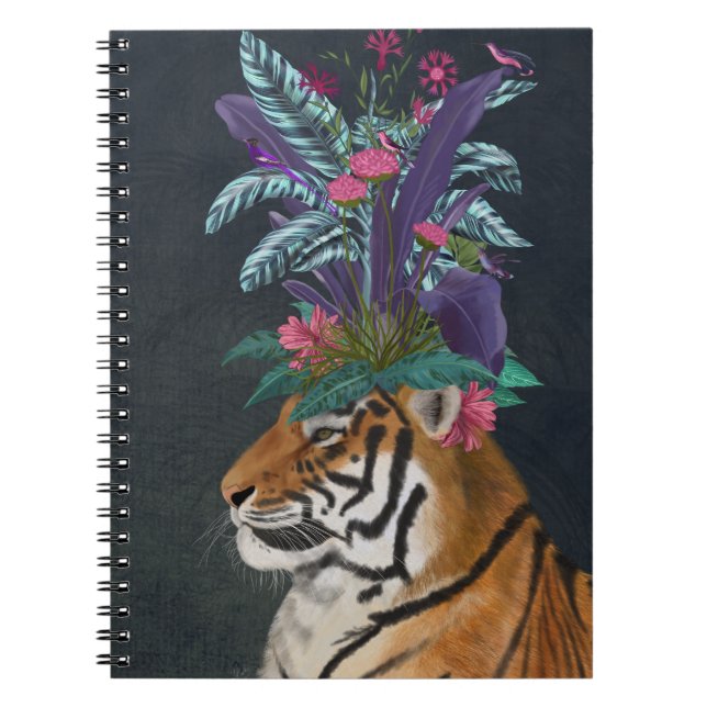Tiger with Tropical Headpiece Notebook (Front)