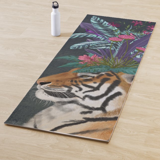 Tiger with Tropical Headpiece Yoga Mat (In Situ)