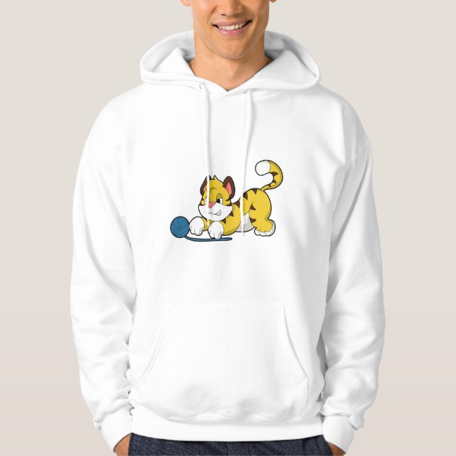 Tiger with Woll yarn ball Hoodie (Front)