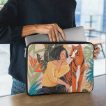 tiger woman orange girly landscape illustration laptop sleeve<br><div class="desc">Tiger & woman orange girly sunset landscape illustration. Original artwork by Caroline Bonne Müller</div>