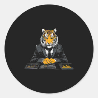 Tiger Working Portrait Drawing Artwork Animal Artw Classic Round Sticker