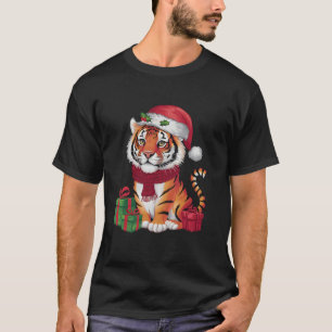 Tiger Xmas Decoration Santa Hat Tiger Christmas T T-Shirt