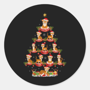 Tiger Xmas Lighting Santa Tiger Christmas Tree Classic Round Sticker