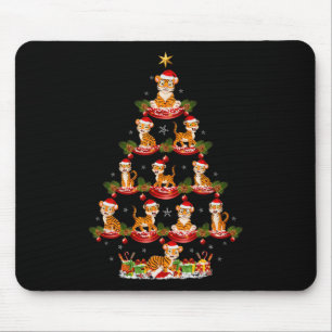 Tiger Xmas Lighting Santa Tiger Christmas Tree Mouse Mat