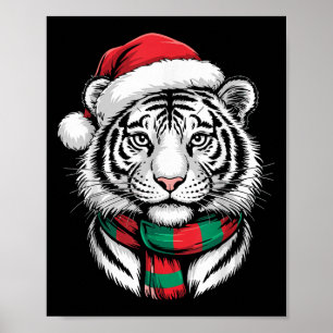 Tiger Xmas Santa Hat F Christmas Costume Poster