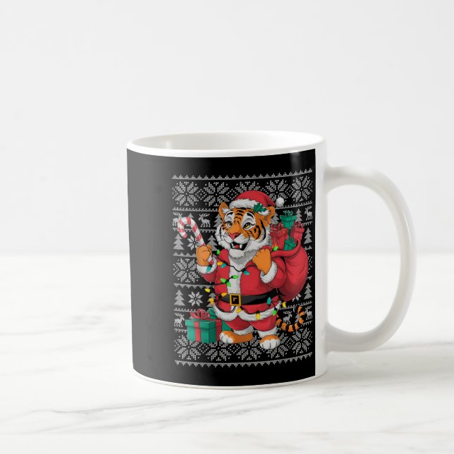 Tiger Xmas Sweater Style Ugly Santa Bengal Tiger C Coffee Mug (Right)
