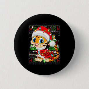 Tiger Xmas Sweater Style Ugly Santa Tiger Christma 6 Cm Round Badge