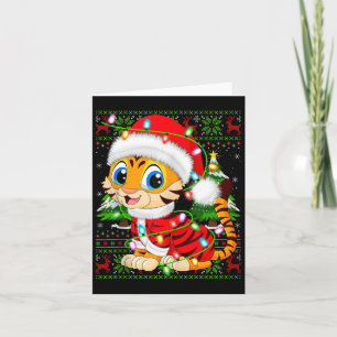 Tiger Xmas Sweater Style Ugly Santa Tiger Christma Card