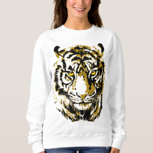 Tiger Yellow Sweatshirt - Colourful Tiger Face 