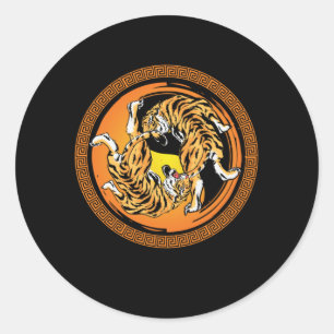 Tiger Yin Yang Harmony Meditation China Yoga Gift Classic Round Sticker