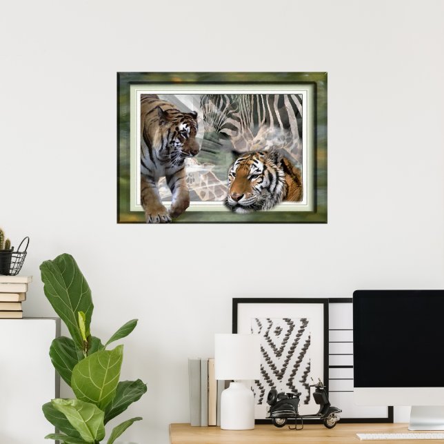 Tiger, Zebra, Giraffe, Lovers Gifts Poster (Home Office)