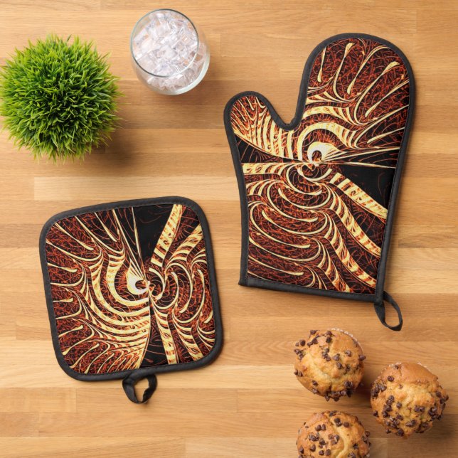 Tigerfish Oven Mitt & Pot Holder Set (Top Down)