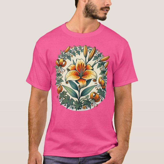 Tigerlilies Tiger Lily Flower Illustration Gardeni T-Shirt (Front)