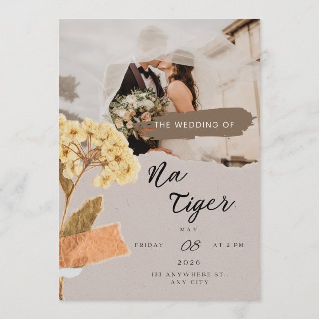 TigerNa Romantic Botanical Flat Card (Front)