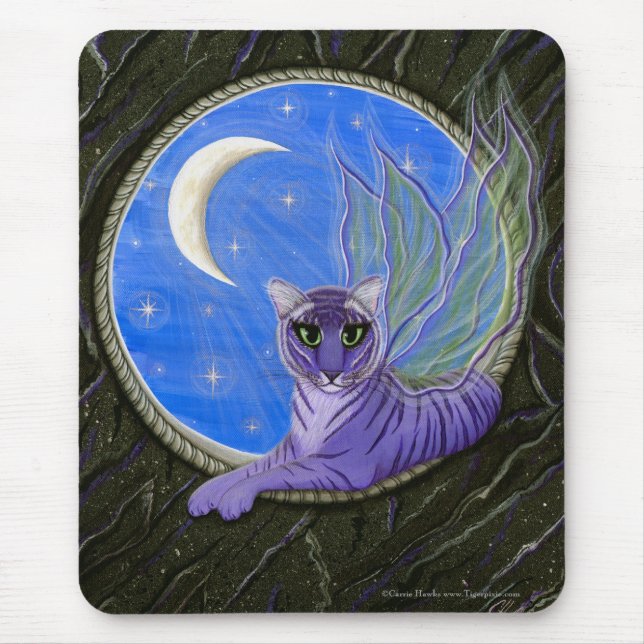 Tigerpixie Fairy Tiger Fantasy Cat Art Mousepad (Front)