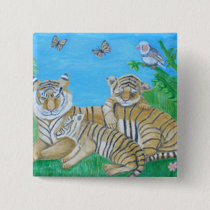 tigers 15 cm square badge