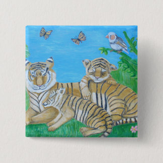tigers 15 cm square badge