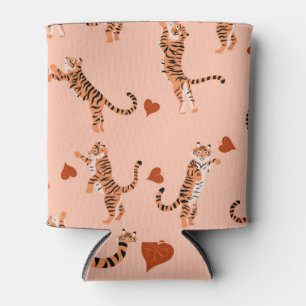 Tigers Autumn Leaves: Vintage Jumping Pattern Can Cooler