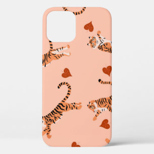 Tigers Autumn Leaves: Vintage Jumping Pattern iPhone 12 Case