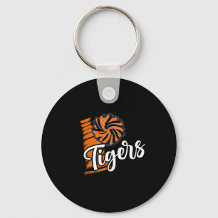 Tigers Cheer Orange Black Cheerleading School Spir Key Ring