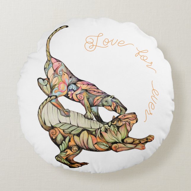 Tigers' dance Love for ever Throw Pillow (Front)