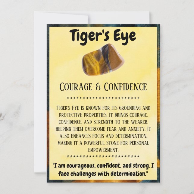 Tiger's Eye Crystal Meaning Card  (Front)