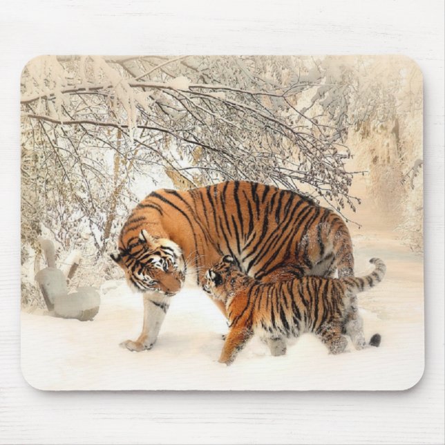 Tigers family mouse mat (Front)
