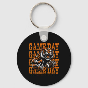 Tigers Football Game Day Vintage Distressed School Key Ring