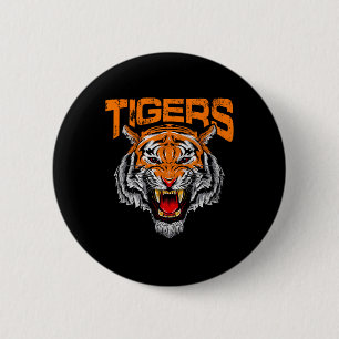 Tigers Football School Sports Distressed Game Day 6 Cm Round Badge