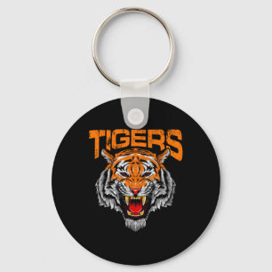 Tigers Football School Sports Distressed Game Day  Key Ring