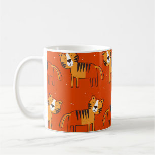 Tigers, hand drawn backdrop. Colorful seamless pat Coffee Mug