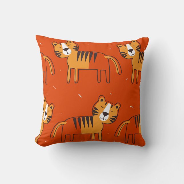 Tigers, hand drawn backdrop. Colorful seamless pat Cushion (Front)