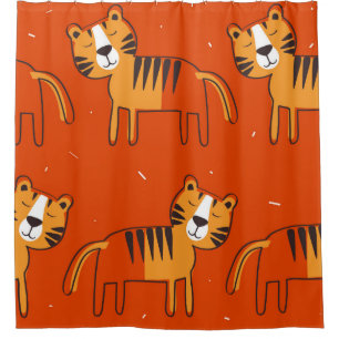 Tigers, hand drawn backdrop. Colorful seamless pat Shower Curtain