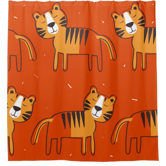 Tigers, hand drawn backdrop. Colorful seamless pat Shower Curtain (Front)