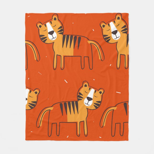 Tigers, hand drawn backdrop. Colourful seamless pa Fleece Blanket (Front)