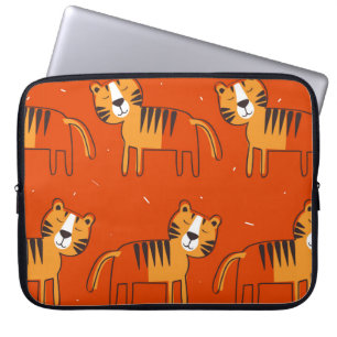 Tigers, hand drawn backdrop. Colourful seamless pa Laptop Sleeve
