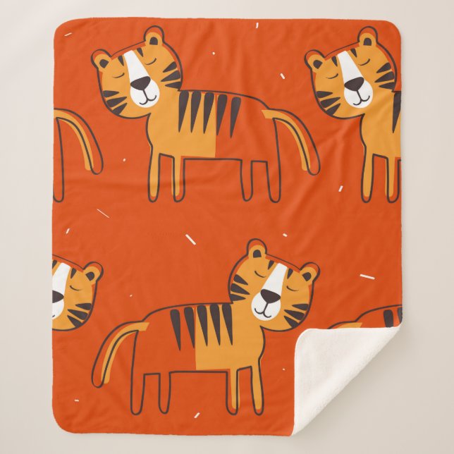 Tigers, hand drawn backdrop. Colourful seamless pa Sherpa Blanket (Front)