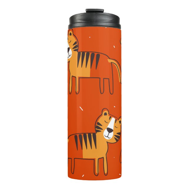 Tigers, hand drawn backdrop. Colourful seamless pa Thermal Tumbler (Front)