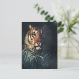 Tiger's Head, fine art painting, Postcard