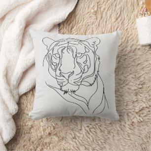 Tiger's Head Line Art Cushion