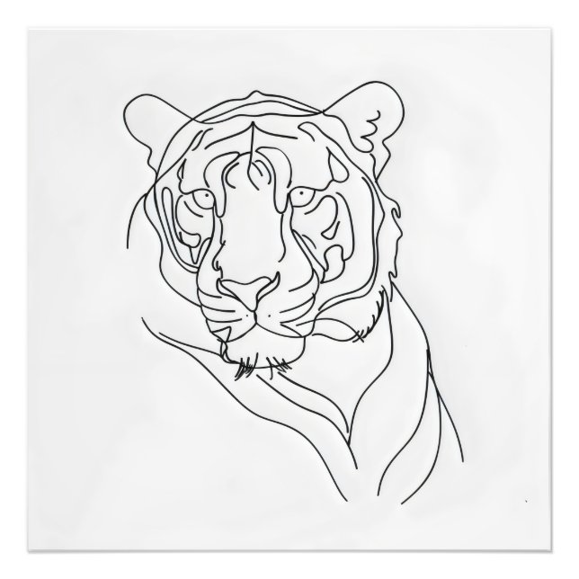 Tiger's Head Line Art Photo Print (Front)