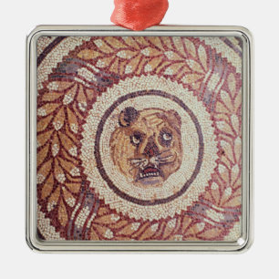 Tiger's head, Roman mosaic, early 4th century Metal Tree Decoration
