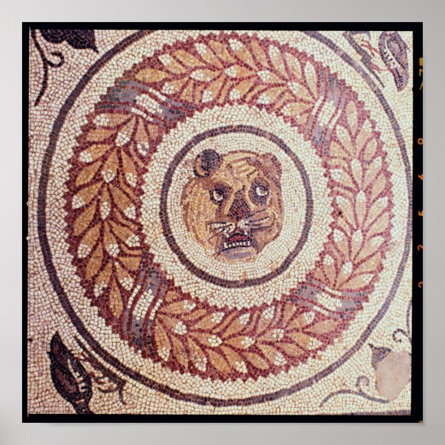 Tiger's head, Roman mosaic, early 4th century Poster (Front)