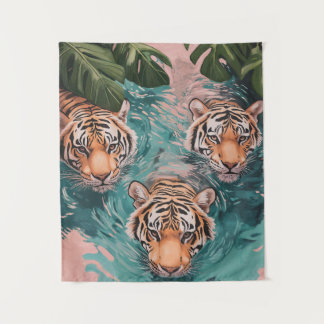 Tigers in Aquatic Adventure Tapestry