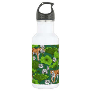 Tigers in the white lotus pond 532 ml water bottle