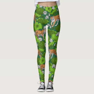 Tigers in the white lotus pond leggings