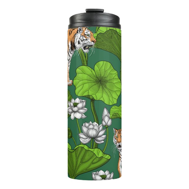 Tigers in the white lotus pond thermal tumbler (Front)