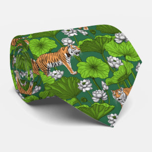 Tigers in the white lotus pond tie