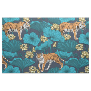 Tigers in the yellow lotus pond fabric