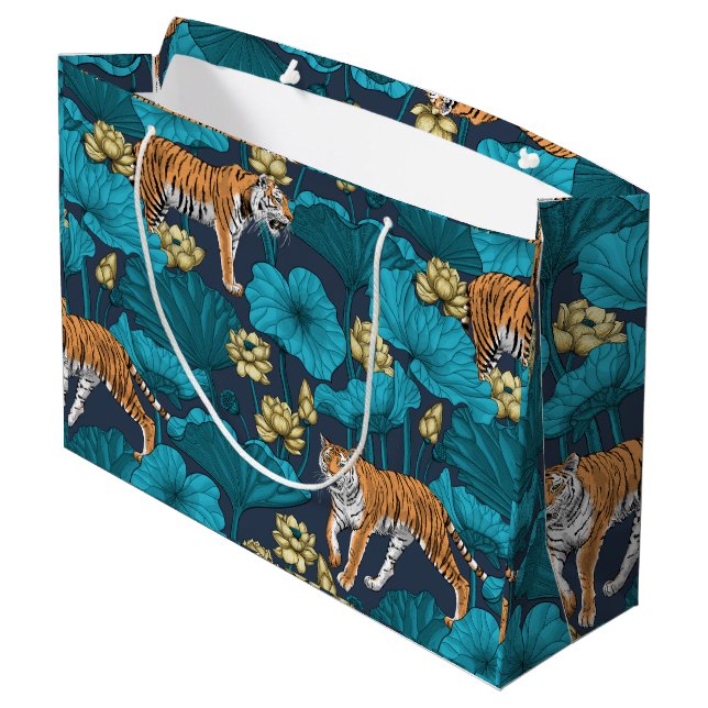 Tigers in the yellow lotus pond large gift bag (Back Angled)